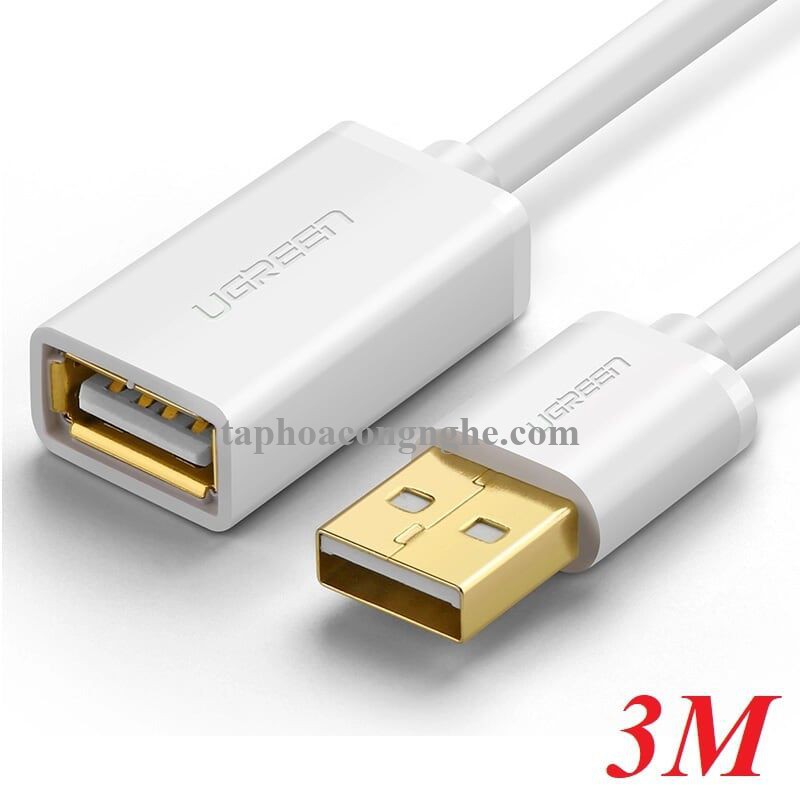 Ugreen 10884 3M màu Trắng Cáp tín hiệu nối dài USB 2.0 lõi thuần đồng US103 30010884